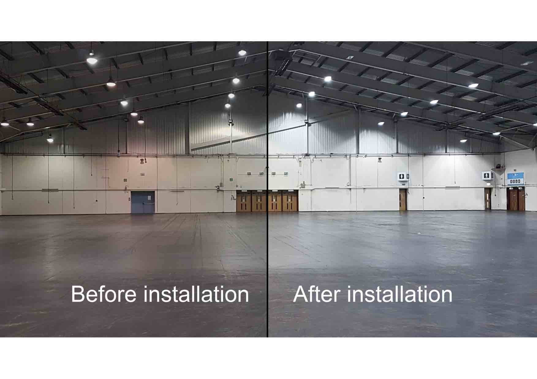 commercial led lighting before & after